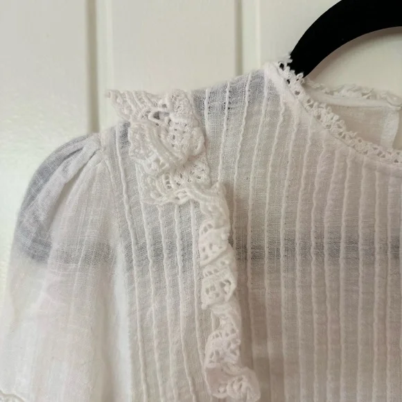 Zara Kids White Linen Peasant Blouse. Size 11-12. Beautifully made. - Picture 3 of 7